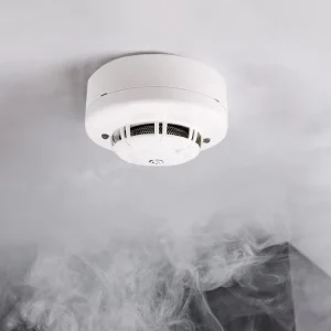 Hardwired Smoke Detector with Integrated Sound Alarm and Audible Alert