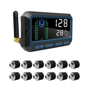 Heavy Duty 12-Wheel Truck and RV TPMS Sensor 433.92MHz Tire Pressure Monitoring System for Trailer Tires