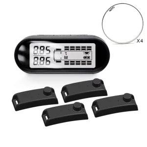 Heavy-Duty Truck TPMS with Solar Wireless Charging, 4 Internal Sensors, LCD Display and Real-Time Alarm