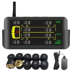 Heavy Truck and Fire Truck TPMS with 10 External Detectors, Solar Power and High-Precision Monitoring
