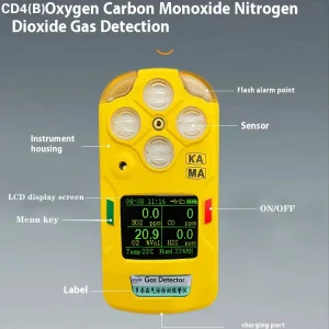 High Stability 4 in 1 Industrial LCD Display Gas Detector O2 CO H2S NO2 Multi Parameter Toxic Gas Monitoring CO2 Sensor Methane