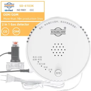 Home Alarm System Gas Leak Detector 2 in 1 CO CH4 OEM ODM High Sensitivity Combustible Gas Sensor Multi Gas Alarm Detector