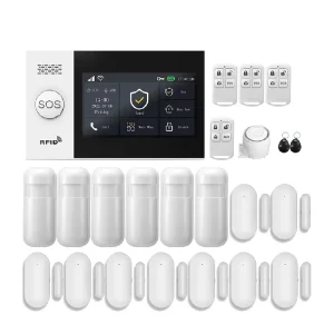 Home Burglar Alarm Wireless & Wired Detector RFID TFT Touch Keyboard 10 Languages 433MHz Compatible Alexa Wifi GSM Alarm System