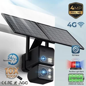 Home Courtyard Light Solar Powered Outdoor Full Color Three Lens Multi screen Detection Alarm Monitoring Camera