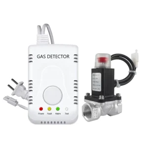 Home Methane Propane Butane LPG Natural Gas Alarm with Gas Leak Detector and Shut-Off Solenoid Valve