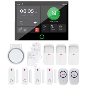 Home Security Alarm System with PIR Motion Sensor, Door Sensor, Smoke Detector, 4G, and WiFi