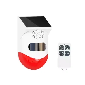 Home Solar Powered Outdoor Burglar Security Anti Theft Alarm Siren Wireless PIR Infrared Detection Alarm Remote Control