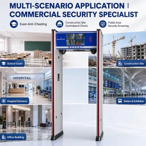 Hospital Entrance Office Building Metal Detector Human Shape Alarm Zone Sensitivity Web Remote Control Column Security Scanner