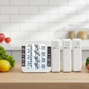 Household Digital Refrigerator Thermometer Wireless 3 Sensors LCD Audible Alarm Min/Max Temperature Tracking