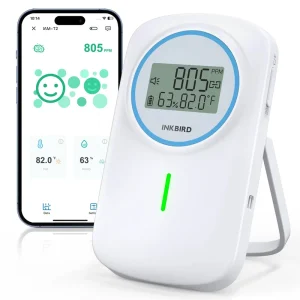 IAM-T2 Bluetooth 5.0 Indoor Air Quality Monitor with LCD Backlight, CO2 Detector, Temperature and Humidity Monitor, Built-in 3000mAh Battery