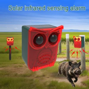 IP55 Outdoor Waterproof AC Solar Power Infrared Sensing Alarming Built 13 Sounds Flashing Alarm Driving Away Wild Animals Model