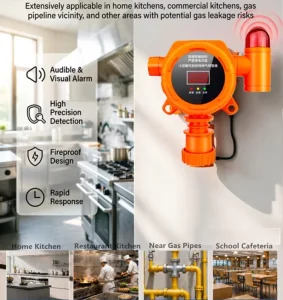 IP65 433MHz Wireless AC220V LPG and Methane Gas Detector with Valve Linkage Alarm