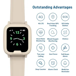 IP67 Waterproof 4G GPS Watch for Elderly and Lone Workers with Fall Detection and SOS Emergency Call