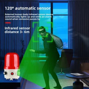 Indoor Infrared Human Motion Audio-Visual Alarm with Magnetic-Suction Rotating Strobe