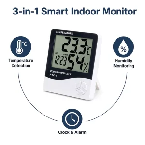 Indoor Outdoor Digital Thermometer Hygrometer Alarm Clock Household Ambient Condition Testing Instrument