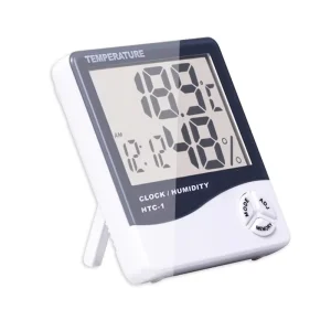 Indoor and Outdoor LCD Digital Temperature and Humidity Meter with Weather Station, Alarm, and Clock