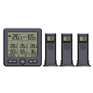 Indoor and Outdoor Temperature and Humidity Monitor with 12/24-Hour Clock, Alarms and Trend Arrows