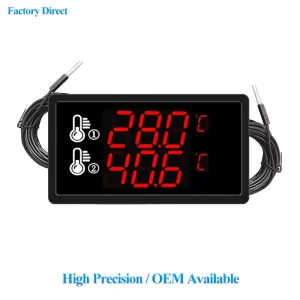 Industrial Dual Temperature Display Detector with Waterproof Probe ABS Housing for Cold Chain Monitoring