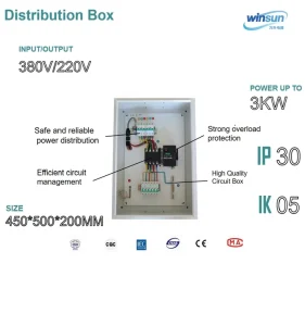 Industrial Electrical Distribution Box 3kW 20kW 30kW 380V with Overload Protection Circuit Breaker Panel