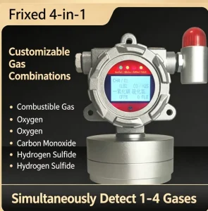Industrial Explosion-Proof Fixed 4-in-1 Gas Detector Alarm for Combustible and Toxic Gases