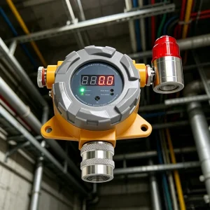 Industrial LPG Gas Detector with LED Display and Shut-Off Valve