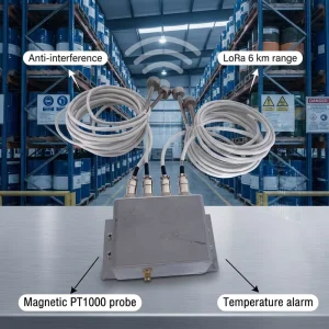 Industrial LoRa Temperature Alarm System with Touch Host Magnetic PT1000 Probe 1 km Range