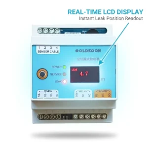 Industrial Water Leak Detector IP Network ABS Material RS485 Modbus RTU 100-200m Sensing Cable LCD Positioning Controller