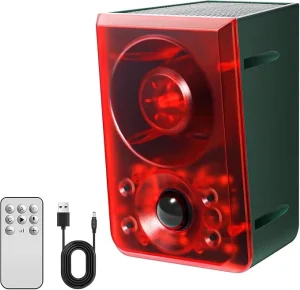 Infrared Sensor Animal Repeller Remote Control 130dB Alarm 6 LED Lights Water Resistant 50-100m Detection