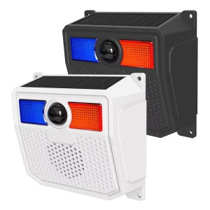 Intelligent DIY Custom Sound Solar Motion Sensor Alarm with Red Blue Strobe Warning Light Voice Alert Against Theft