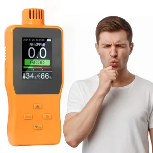 J&R Portable NH3 Ammonia Gas Detector with Real Time Temperature & Humidity Monitoring (0 100ppm)