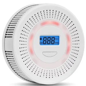 J&R White Round Fireproof ABS Loud 90dB Siren Audio Alert Ceiling Mounted Home Safety Photoelectric CO Smoke Alarm Detector