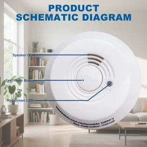 Jvante Independent Battery Powered Household Safety Photoelectric Smoke Detector 10 Year Battery Life Waterproof Design Remote