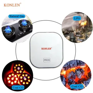 KONLEN Smart WiFi Tuya Compatible Natural Gas Detector Propane Leak Sensor Fire Alarm Home Kitchen LPG LNG Methane CO Sound App