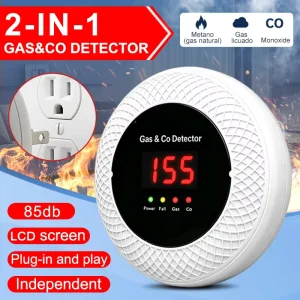 Kitchen Gas Alarm Natural Gas LPG Leak Detector with Photoelectric Sensor, LED Display, Remote Control, and Loud Alarm
