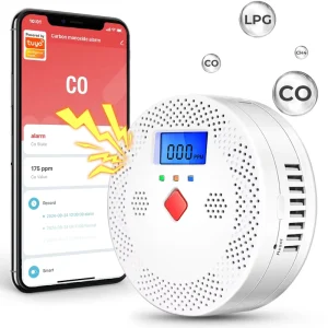 LCD Air Quality Monitor and Carbon Monoxide Alarm with 70 dB Sound and Light Alarm Wi-Fi Connectivity