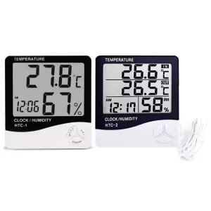 LCD Digital Alarm Clock Temperature Humidity Meter with Memory and Weather Station