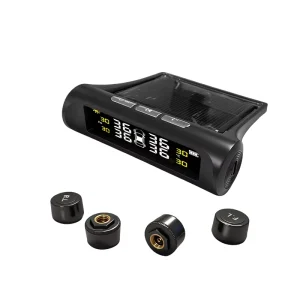 LCD Display Abnormal Alarm Solar & USB Charging Wireless Car TPMS Tyre Pressure Monitoring System with 4 External Sensors