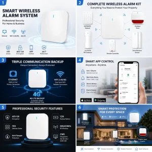 LHD8100 Professional Wireless Alarm System AES 128 Encryption Triple Network Backup APP Control 3rd Party Platform Integration