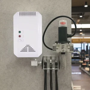 LPG LNG CH4 Kitchen Combustible Gas Leak Detector with Shut-Off Valves