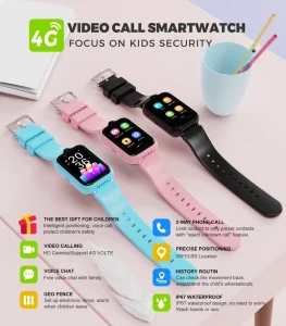 LT41 Children Smart Watch Camera Tracker Waterproof IP67 Wifi SOS LBS Location History Alarm Clock Magnetic Charging SIM Card