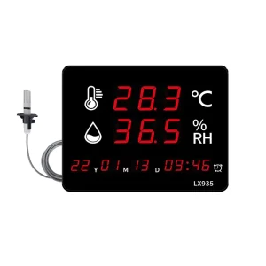 LX935 C Industrial Temperature Humidity Meter with High Temp Dustproof Probe Dual Alarm Data Logger for