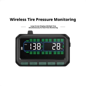 Large truck tire pressure monitoring system supporting large screen display of pressure and temperature for 40 tires