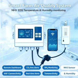 Livestock Barn Air Quality Monitor Remote Controller for Ammonia NH3 Sensor Carbon Dioxide CO2 Detector Temperature Humidity