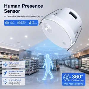 MR32LC 220V AC Ceiling Human Presence Detector Motion and Breathing Detection LoRaWAN 10m Range for Office