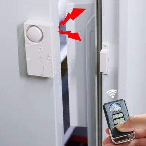 Magnetic Door Sensor Alarm 4 Volume Levels 110dB Wireless Siren With Remote Fridge Closing Alert and Anti-Theft Security