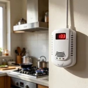 Manufacturer Low Cost High Accuracy LPG Gas Leakage Laser Combustible Gas Detector Sound Alarm ABS Plastic 4 in 1 Home Safety