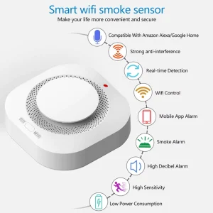 Minco Home Smart Tuya WIFI Alarm Sensor Household Fire Protection Home Security Smoke Detector Works With Alexa Google Home