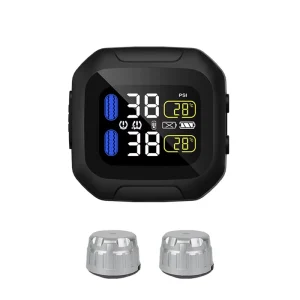 Motorcycle TPMS Tyre Temperature Monitoring Alarm System Tire Pressure Monitor With 2 External Sensors