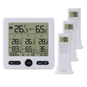 Multi-Channel Digital Temperature Humidity Meter with Upper and Lower Limit Alarm Clock Thermometer