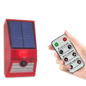 Multi Function Solar Alarm Lamp Remote Control Security Alarm Siren Pir Motion Sensor Detector Wall Light for Home Yard Outdoor